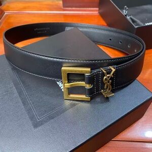 Yves Saint Laurent 30mm Black Leather Belt Size 85cm- With Box